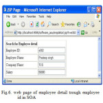 Fig.6. web page of employee detail trough employee id in SOA